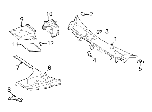 2022 Mercedes-Benz SL55 AMG Cowl Diagram 2