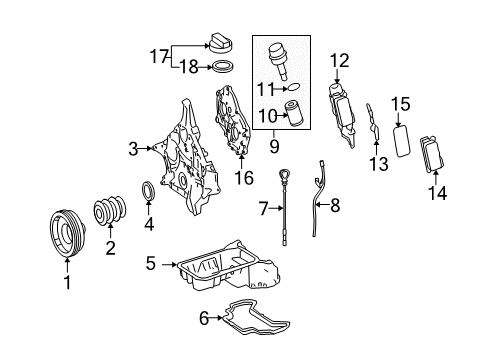 2009 Mercedes-Benz CLK350 Engine Parts & Mounts, Timing, Lubrication System Diagram 1