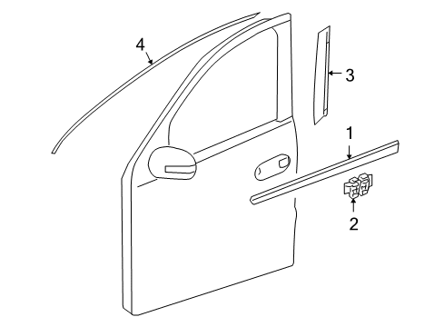 Side Molding Diagram for 251-690-43-62-3544