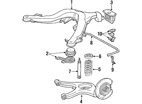 1989 Mercedes-Benz 300SE Rear Suspension, Control Arm Diagram 1