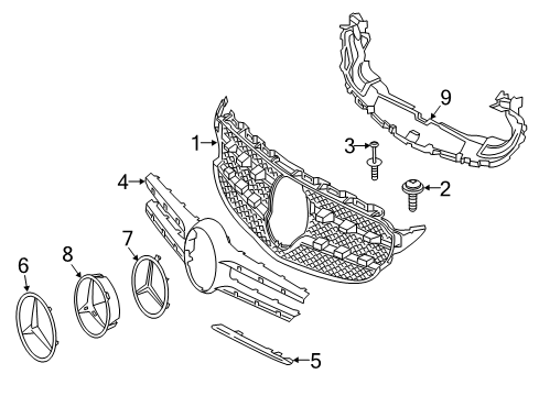 2017 Mercedes-Benz C63 AMG S Grille & Components Diagram 5