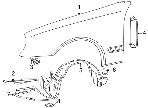 2001 Mercedes-Benz CLK55 AMG Fender & Components Diagram