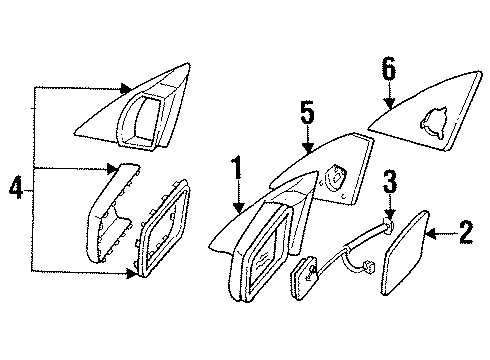 1993 Mercedes-Benz 300SL Outside Mirrors Diagram