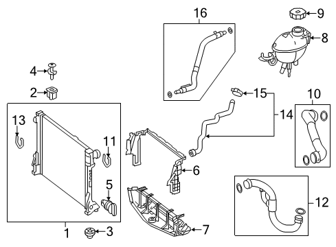 2014 Mercedes-Benz E350 Radiator & Components Diagram 1