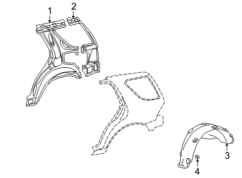 2001 Mercedes-Benz ML55 AMG Inner Structure - Quarter Panel Diagram