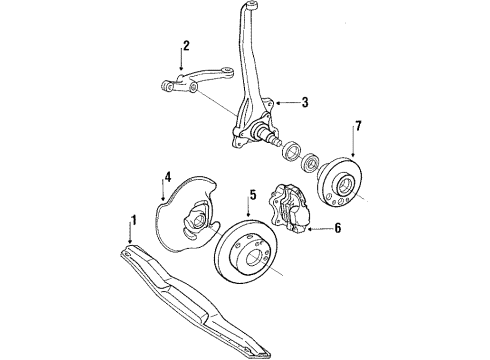 1988 Mercedes-Benz 560SEL Front Brakes Diagram 1