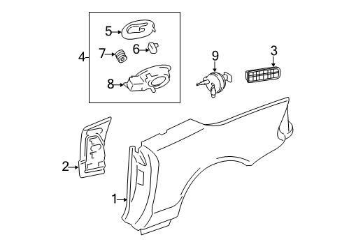 2012 Mercedes-Benz SL63 AMG Quarter Panel & Components Diagram