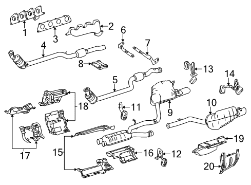 2014 Mercedes-Benz C63 AMG Exhaust Components, Exhaust Manifold Diagram 1