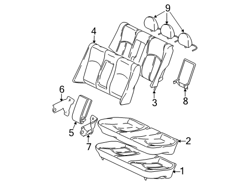 2007 Mercedes-Benz E550 Rear Seat Components Diagram 2