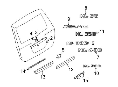 2005 Mercedes-Benz ML500 Exterior Trim - Lift Gate Diagram