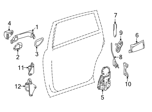 2012 Mercedes-Benz R350 Rear Door - Lock & Hardware Diagram