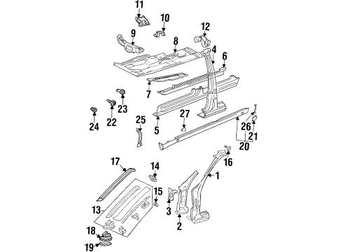 1993 Mercedes-Benz 300SD Body Side Panel & Frame, Pillar, Body Diagram