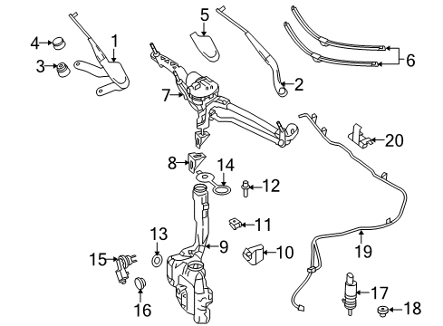 2014 Mercedes-Benz E350 Windshield - Wiper & Washer Components Diagram 2