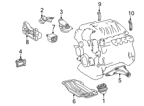 2001 Mercedes-Benz CL55 AMG Engine & Trans Mounting Diagram