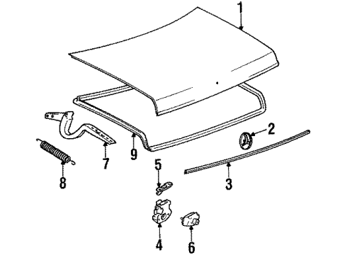 1985 Mercedes-Benz 300D Trunk Lid Diagram