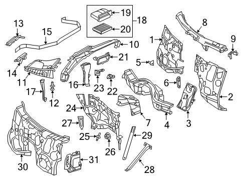 2020 Mercedes-Benz E450 Cowl Diagram 1