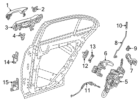 2017 Mercedes-Benz C63 AMG S Rear Door - Lock & Hardware Diagram