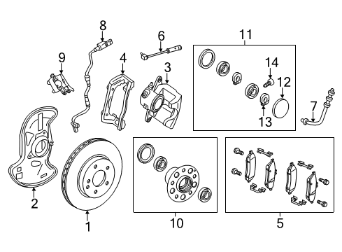 2014 Mercedes-Benz E550 Front Brakes Diagram 2