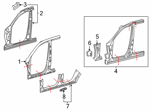 2017 Mercedes-Benz GLE63 AMG S Aperture Panel, Center Pillar & Rocker Diagram 2