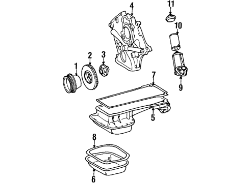 1993 Mercedes-Benz 400E Engine Parts & Mounts, Timing, Lubrication System Diagram 1