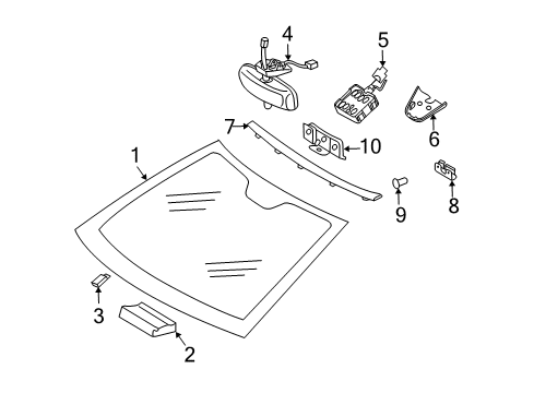 2007 Mercedes-Benz CLK63 AMG Windshield Glass, Reveal Moldings Diagram