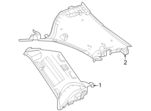 Rear Pillar Trim Diagram for 254-690-19-01-9051