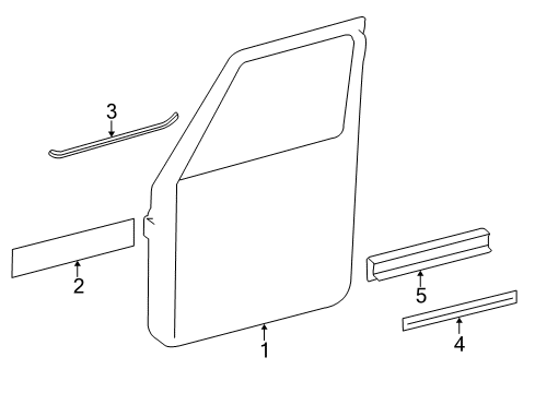 2009 Mercedes-Benz G55 AMG Door & Components, Exterior Trim, Trim Diagram 1