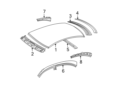 2009 Mercedes-Benz E63 AMG Roof & Components Diagram 1