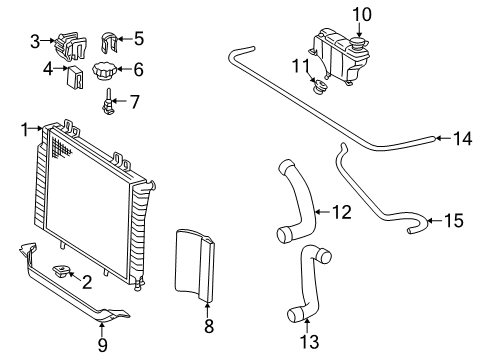 2000 Mercedes-Benz C280 Radiator & Components Diagram