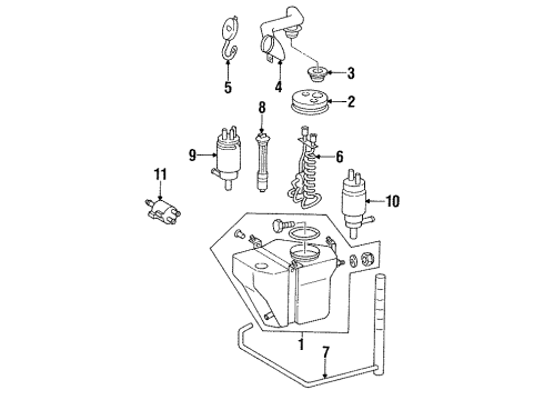 1999 Mercedes-Benz S600 Washer Components Diagram 1