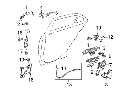 2011 Mercedes-Benz E63 AMG Rear Door - Lock & Hardware Diagram