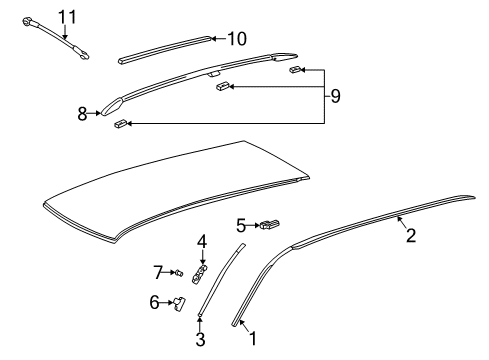 1998 Mercedes-Benz E320 Roof & Components, Exterior Trim Diagram 2