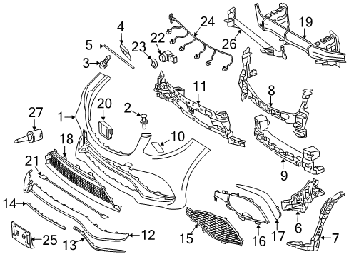 2019 Mercedes-Benz GLS63 AMG Front Bumper Diagram