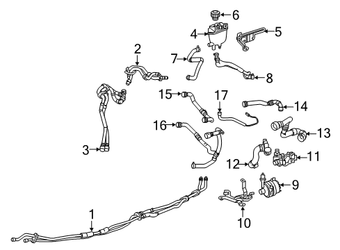 Reservoir Hose Diagram for 166-500-14-91