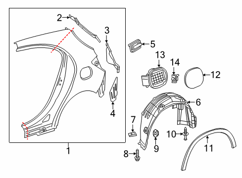 Quarter Panel Diagram for 156-630-23-00