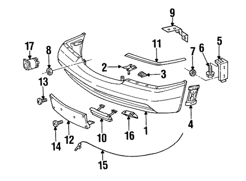 1993 Mercedes-Benz 500SEL Front Bumper Diagram