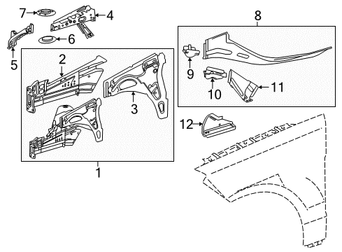 2017 Mercedes-Benz GLS63 AMG Inner Components - Fender Diagram