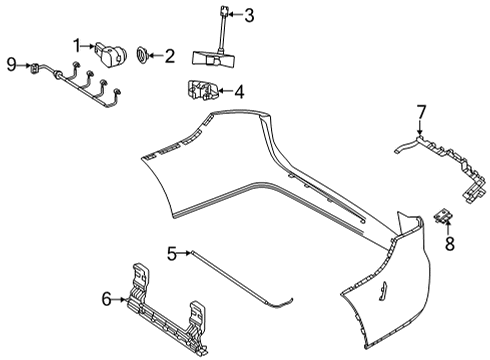 2020 Mercedes-Benz GLE450 Electrical Components - Rear Bumper Diagram 1