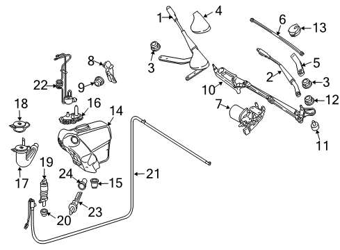 2005 Mercedes-Benz SLK350 Wiper & Washer Components Diagram