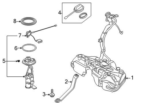 2021 Mercedes-Benz GLC300 Fuel System Components, Fuel Delivery Diagram 1