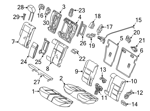 2013 Mercedes-Benz E350 Rear Seat Components Diagram 1