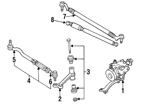 1997 Mercedes-Benz S420 P/S Pump & Hoses, Steering Gear & Linkage Diagram 2