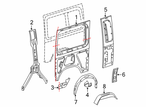 2012 Mercedes-Benz Sprinter 3500 Inner Structure & Rails - Side Panel Diagram 2