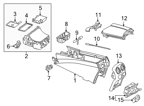 2018 Mercedes-Benz C63 AMG Console Diagram 1