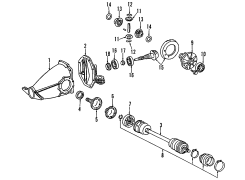 1984 Mercedes-Benz 380SL Rear Axle, Axle Shafts & Joints, Differential, Drive Axles, Propeller Shaft