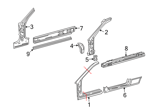 2002 Mercedes-Benz C230 Hinge Pillar, Rocker Panel Diagram