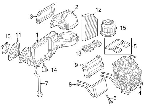 2023 Mercedes-Benz GLC300 A/C Evaporator & Heater Components Diagram 1