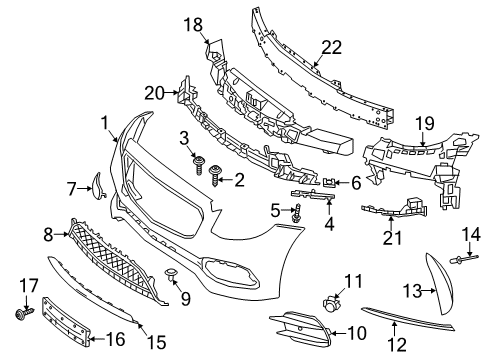 2019 Mercedes-Benz E450 Front Bumper Diagram 1