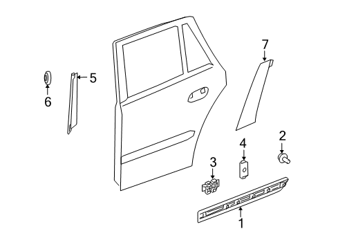 2007 Mercedes-Benz GL450 Exterior Trim - Rear Door Diagram