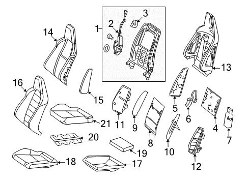 2012 Mercedes-Benz C63 AMG Front Seat Components Diagram 3